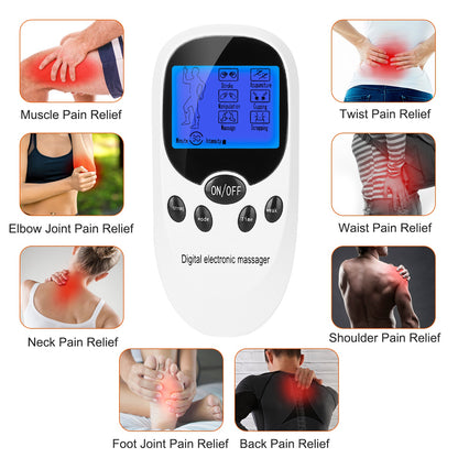 TENS Unit Muscle Stimulator - Dual Channel EMS Device with 8 Electrode Pads for Pain Relief