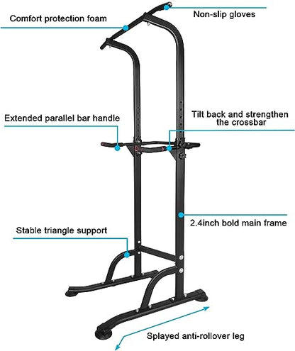 Power Tower Pull-Up & Dip Station - Adjustable Multi-Function Home Gym