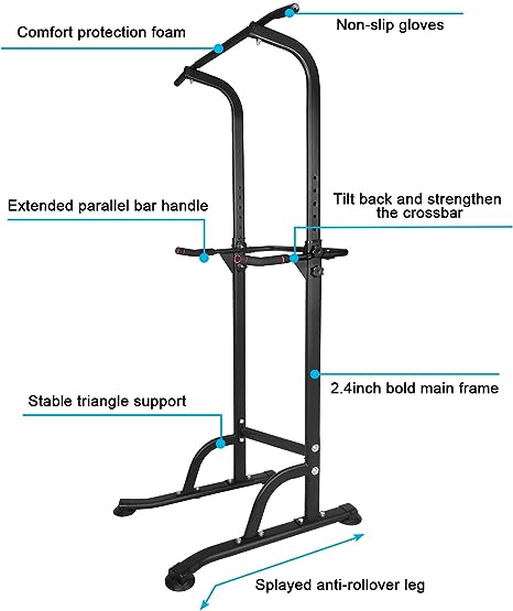 Power Tower Pull-Up & Dip Station - Adjustable Multi-Function Home Gym