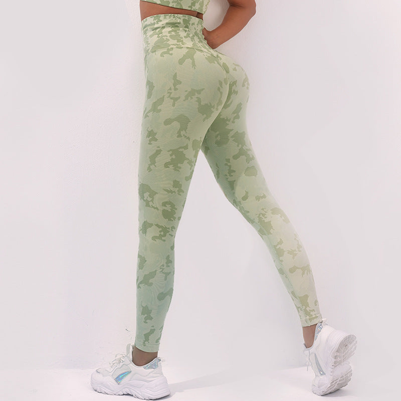 Pantalones de yoga con estampado de camuflaje de moda, leggings de cintura alta sin costuras, pantalones deportivos elásticos para levantar los glúteos y correr, ropa de fitness para mujer