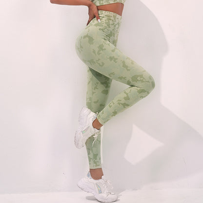 Pantalones de yoga con estampado de camuflaje de moda, leggings de cintura alta sin costuras, pantalones deportivos elásticos para levantar los glúteos y correr, ropa de fitness para mujer