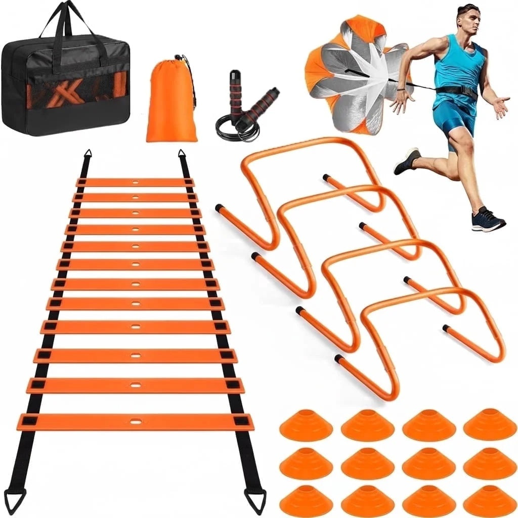 Speed & Agility Ladder Training Set - Adjustable Footwork Trainer with Carry Bag