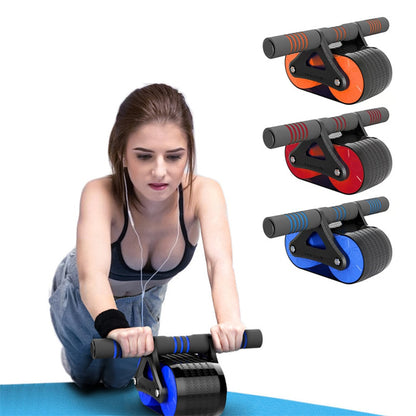 Ejercitador abdominal de doble rueda para mujeres y hombres, con rebote automático, rodillo para abdominales, entrenador de cintura, gimnasio, deportes, dispositivos de ejercicio para el hogar