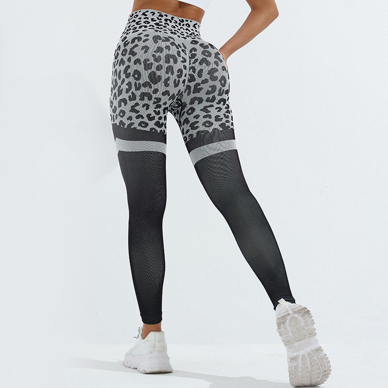 Pantalones de fitness con estampado de leopardo para mujer, leggings de cintura alta sin costuras para levantar los glúteos, pantalones elásticos para correr, entrenamiento deportivo, pantalones de yoga, ropa de gimnasio