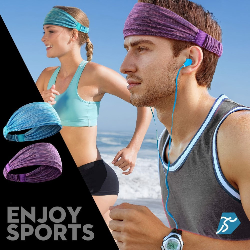 Sports Headbands 5-Pack - Non-Slip Sweat Wicking