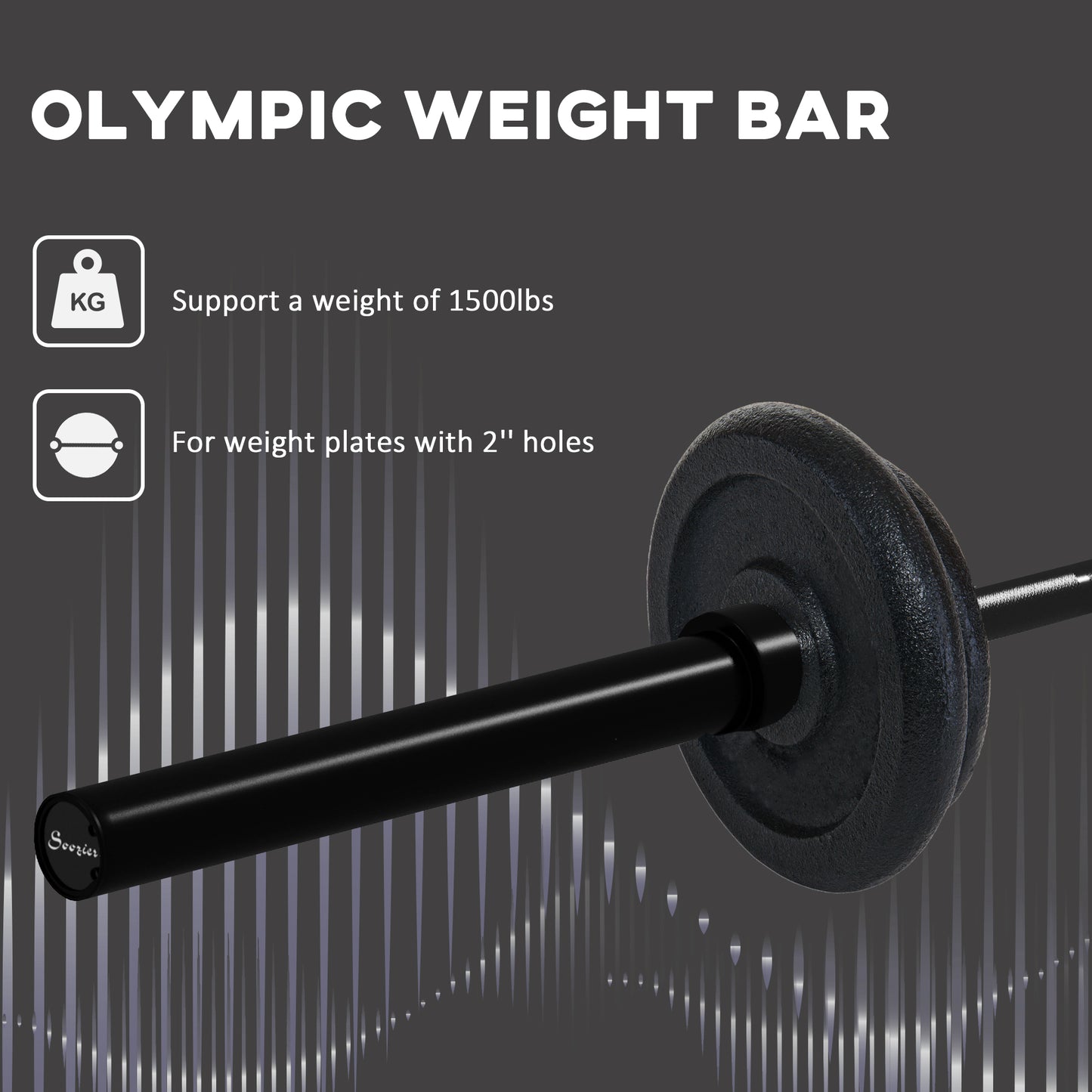 7.2ft Olympic Barbell - 1500 lb Capacity with Rotating Sleeves & Knurling Grip