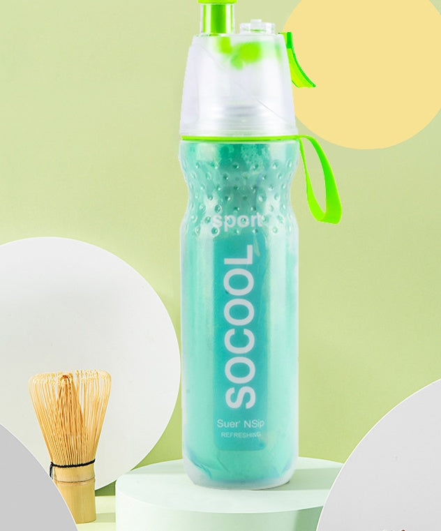 Insulated Misting Spray Water Bottle - 500ml Cooling Sports Bottle