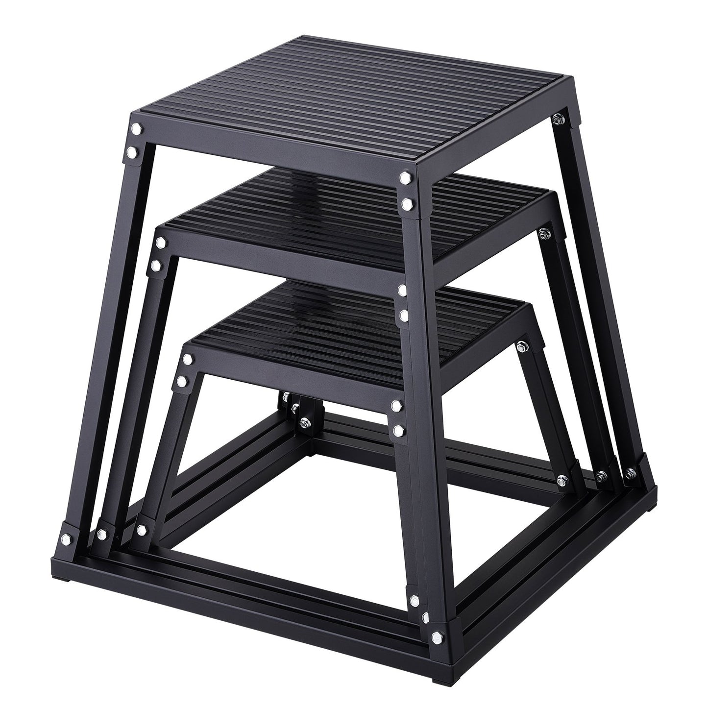 3-Piece Plyometric Jump Box Set - 12/18/24 Inch Plyo Boxes for Home Gym Training