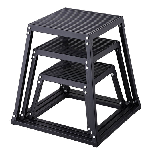3-Piece Plyometric Jump Box Set - 12/18/24 Inch Plyo Boxes for Home Gym Training
