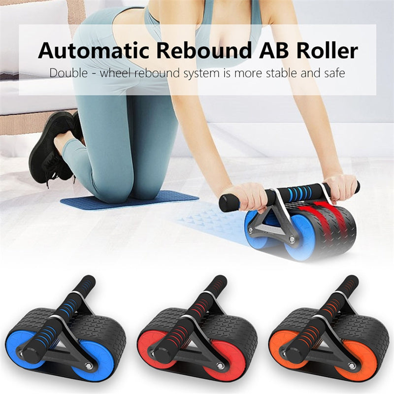 Ejercitador abdominal de doble rueda para mujeres y hombres, con rebote automático, rodillo para abdominales, entrenador de cintura, gimnasio, deportes, dispositivos de ejercicio para el hogar