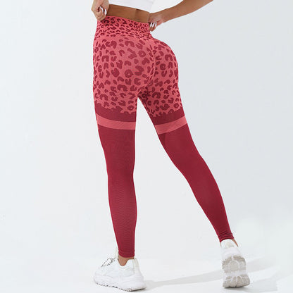 Pantalones de fitness con estampado de leopardo para mujer, leggings de cintura alta sin costuras para levantar los glúteos, pantalones elásticos para correr, entrenamiento deportivo, pantalones de yoga, ropa de gimnasio