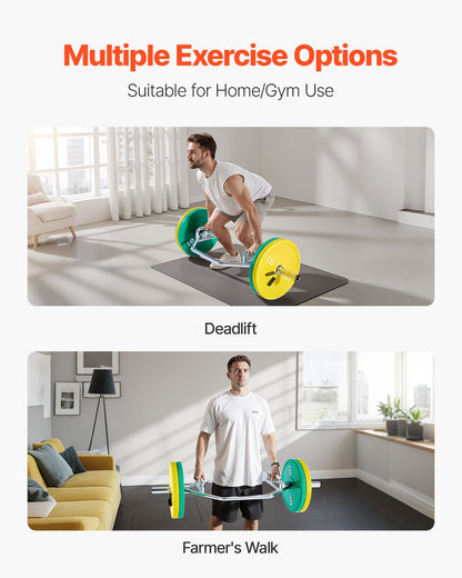 Trap Bar Hex Bar, 2-Inch Hex Barbell, 800 LBS Capacity Shrug Bars With Knurled Grips, Weightlifting And Strength Training Equipment, Home Gym For Squats, Deadlifts, Shoulder Presses, Silver