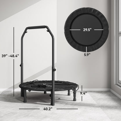 40" Foldable Rebounder Trampoline for Adults - Adjustable Handlebar & 330 lb Capacity