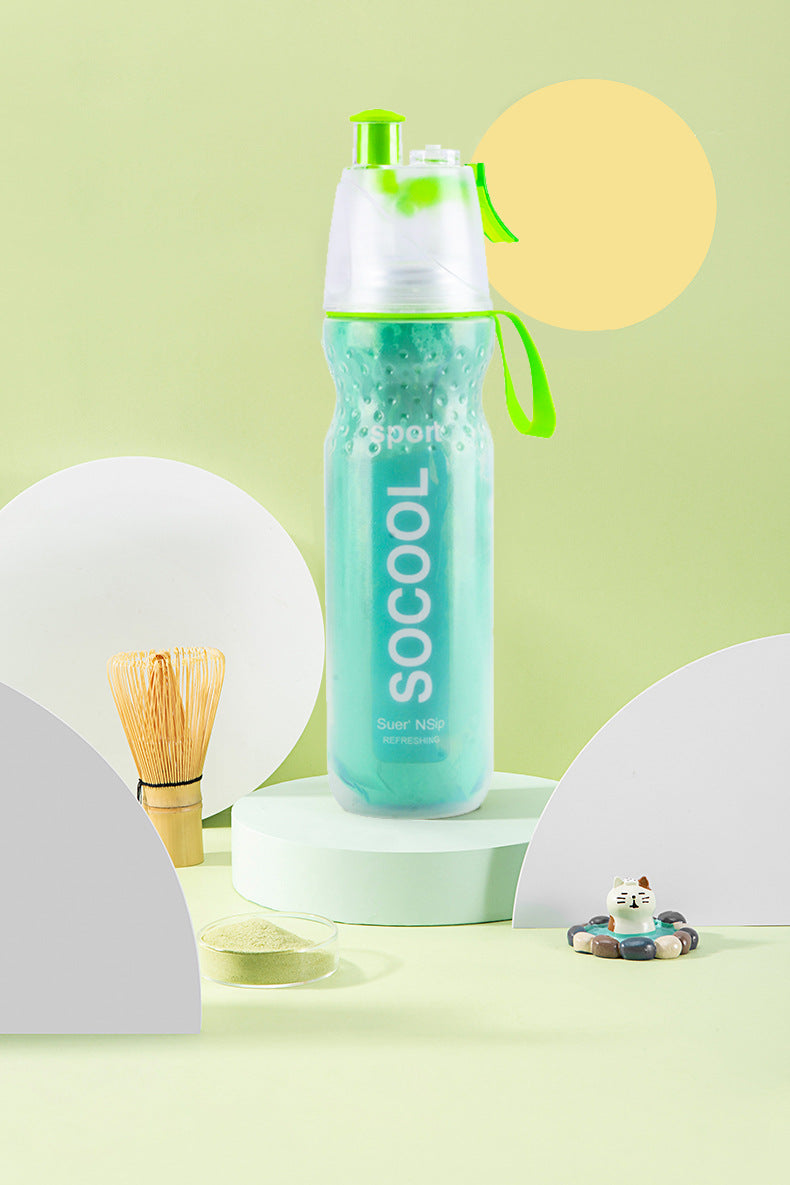 Insulated Misting Spray Water Bottle - 500ml Cooling Sports Bottle
