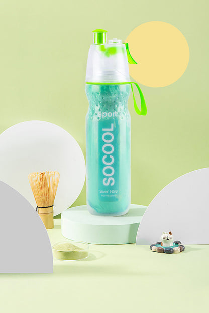 Insulated Misting Spray Water Bottle - 500ml Cooling Sports Bottle
