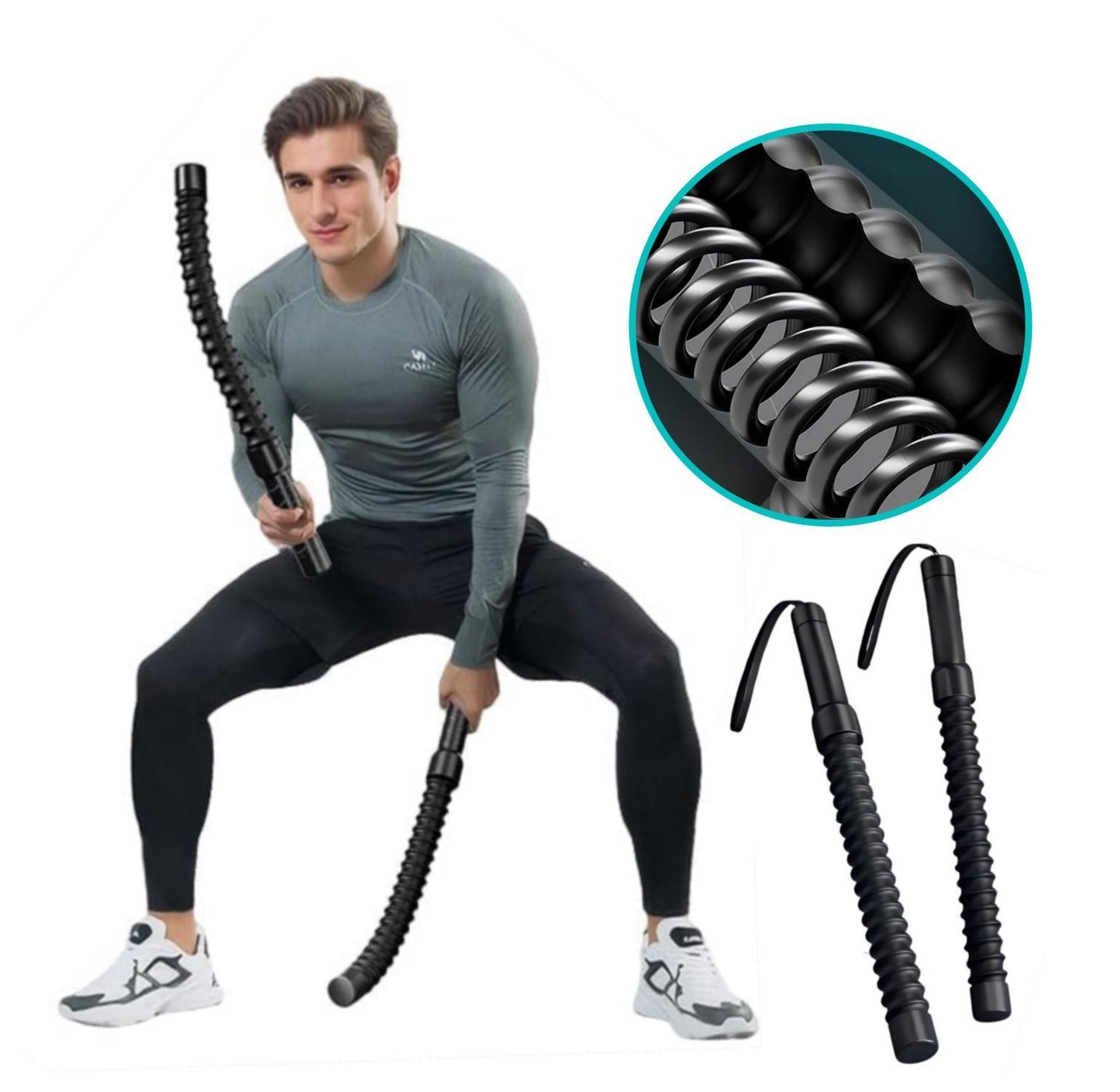 Cordless Battle Ropes - Portable Weighted Ropeless Training for HIIT & Cardio