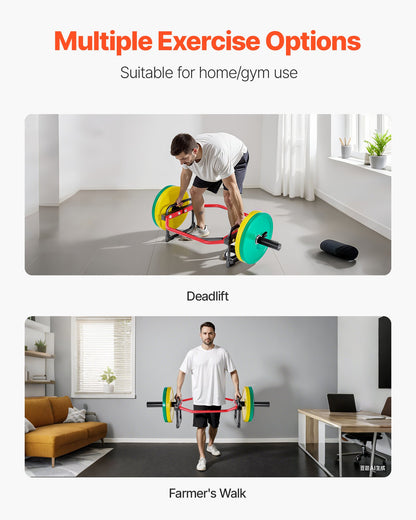 Trap Bar Hex Bar, 2-Inch Hex Barbell, 500 LBS Capacity Shrug Bars, Weightlifting And Strength Training Equipment, Home Gym For Squats, Deadlifts, Shoulder Presses, Red