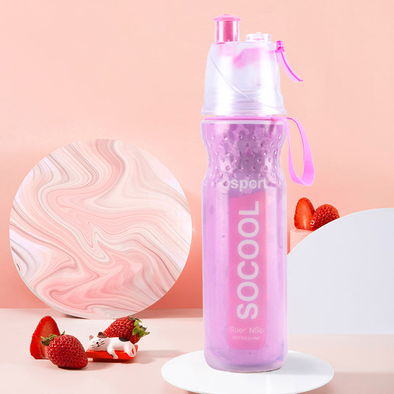 Insulated Misting Spray Water Bottle - 500ml Cooling Sports Bottle