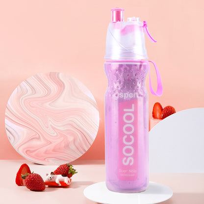Insulated Misting Spray Water Bottle - 500ml Cooling Sports Bottle